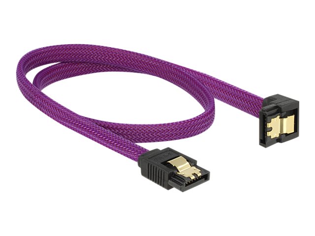 DELOCK SATA 6 Gb/s Kabel gerade auf unten gewinkelt 50cm violett