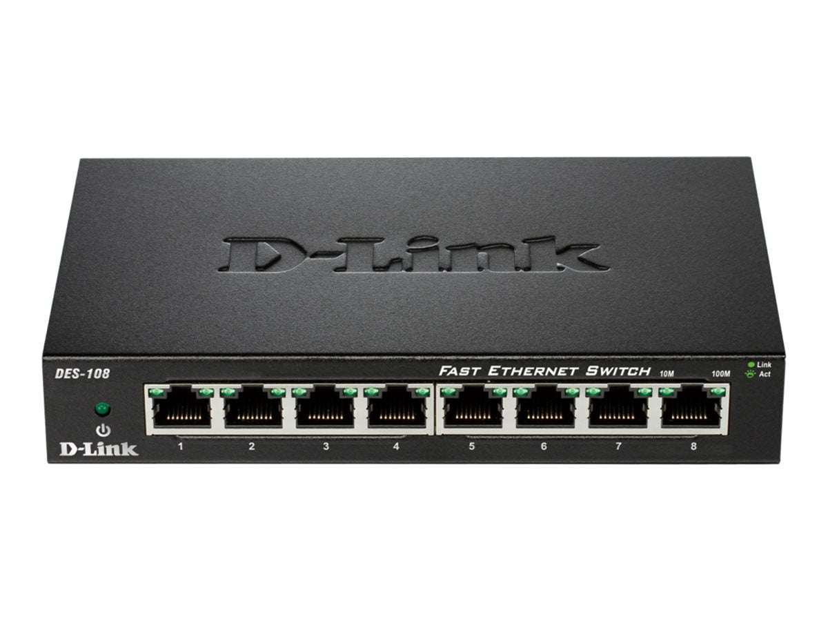 D-LINK DES-108 8-Port Layer2 Fast Ethernet Switch Vorderansicht