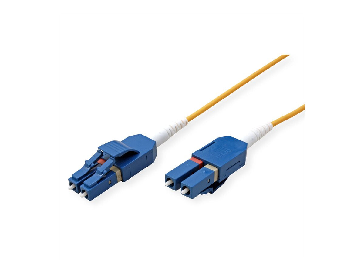 ROLINE LWL-Kabel duplex 9/125um OS2 LC/LC UNIBOOT gelb 0,5m Vorderansicht