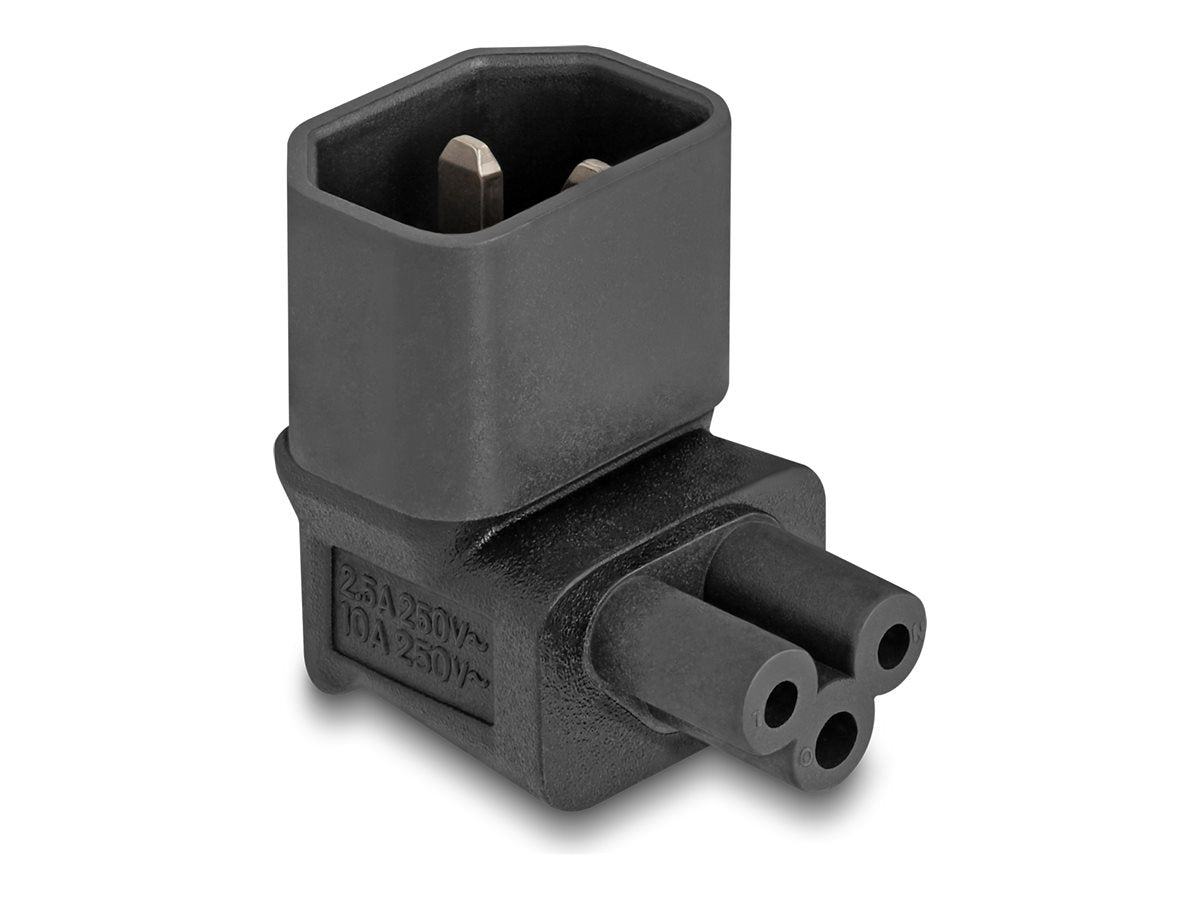 DELOCK Netzadapter IEC 60320 - C14 auf C5 Stecker / Buchse 2,5 A 90 gewinkelt - Vorderansicht