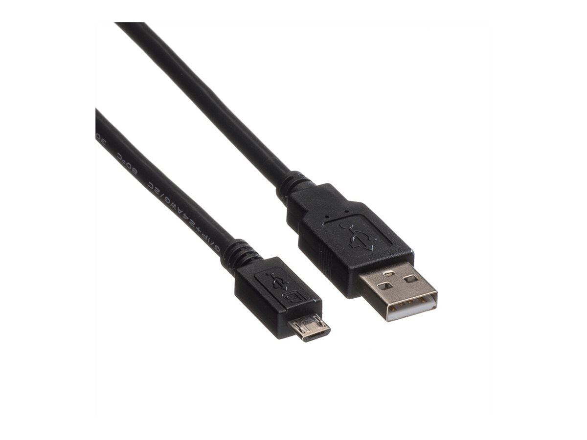 ROLINE USB 2.0 Kabel USB A ST - Micro USB B ST schwarz 3m Anschlussansicht