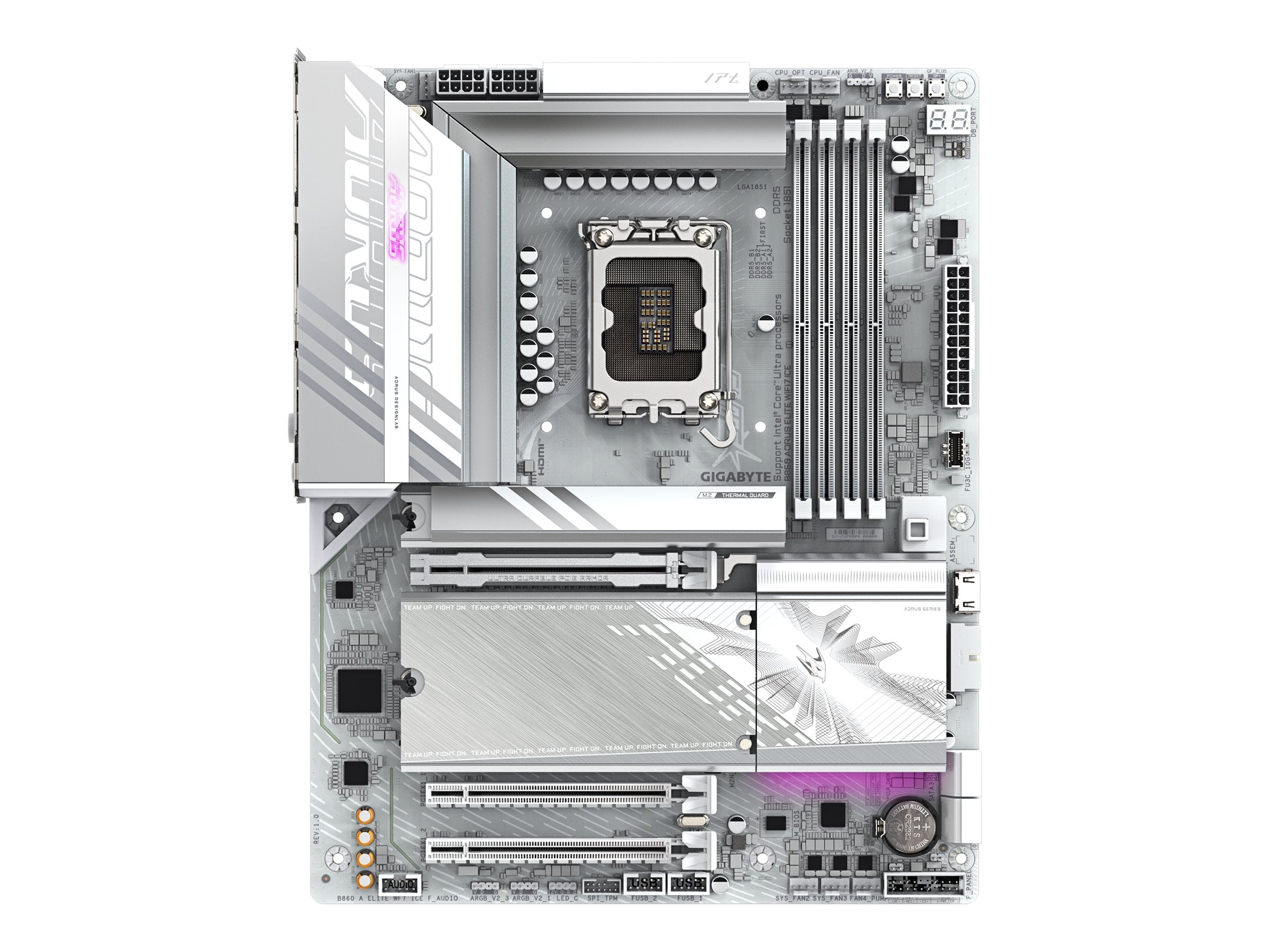 GIGABYTE B860 A ELITE WF7 ICE Motherboard Vorderansicht