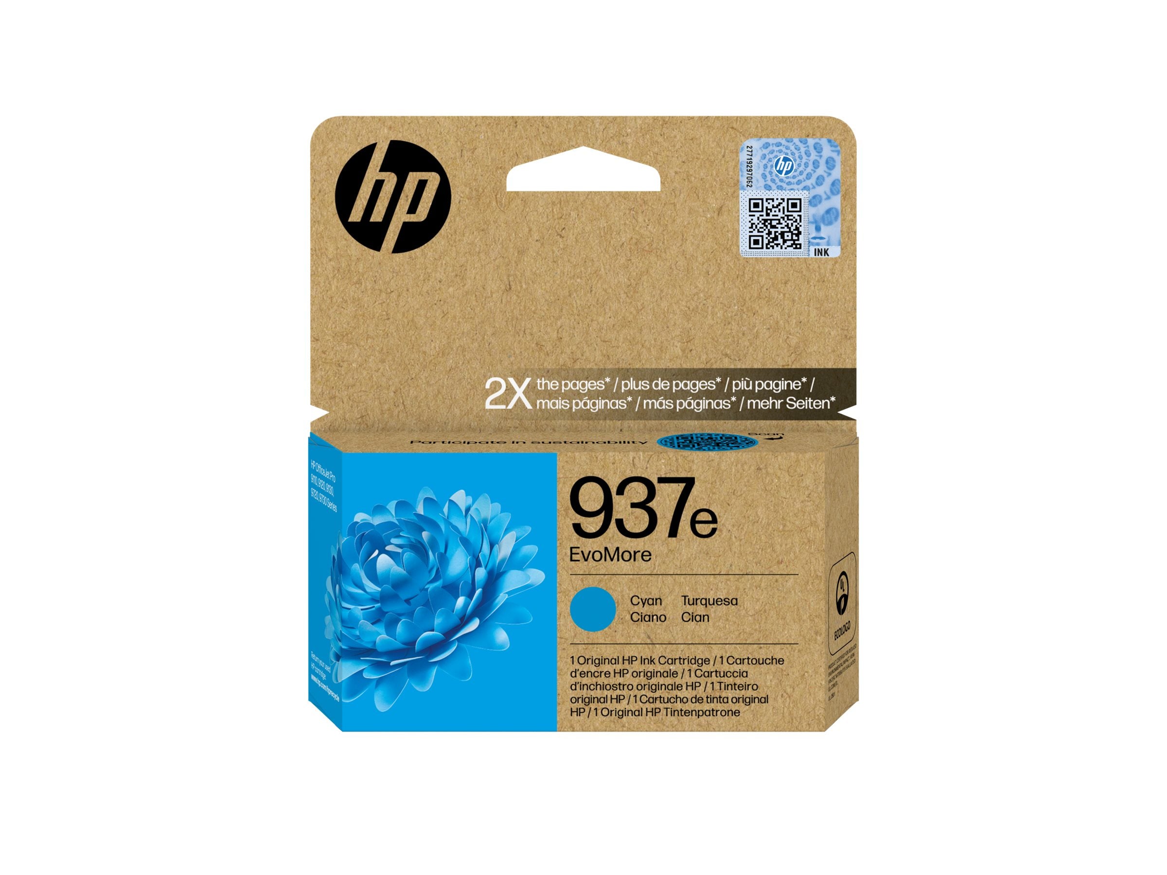 HP 937e EvoMore Cyan Original Ink Cartridge Detailansicht