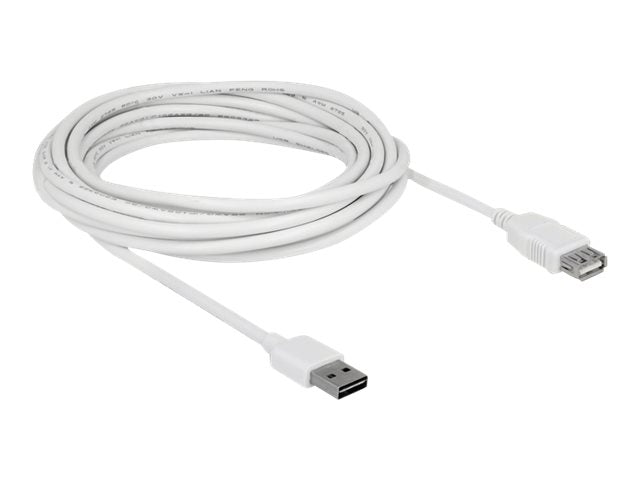 DELOCK Verlängerungskabel EASY-USB 2.0 Typ-A Stecker > USB 2.0 Typ-A Buchse weiss 5 m - Vorderansicht