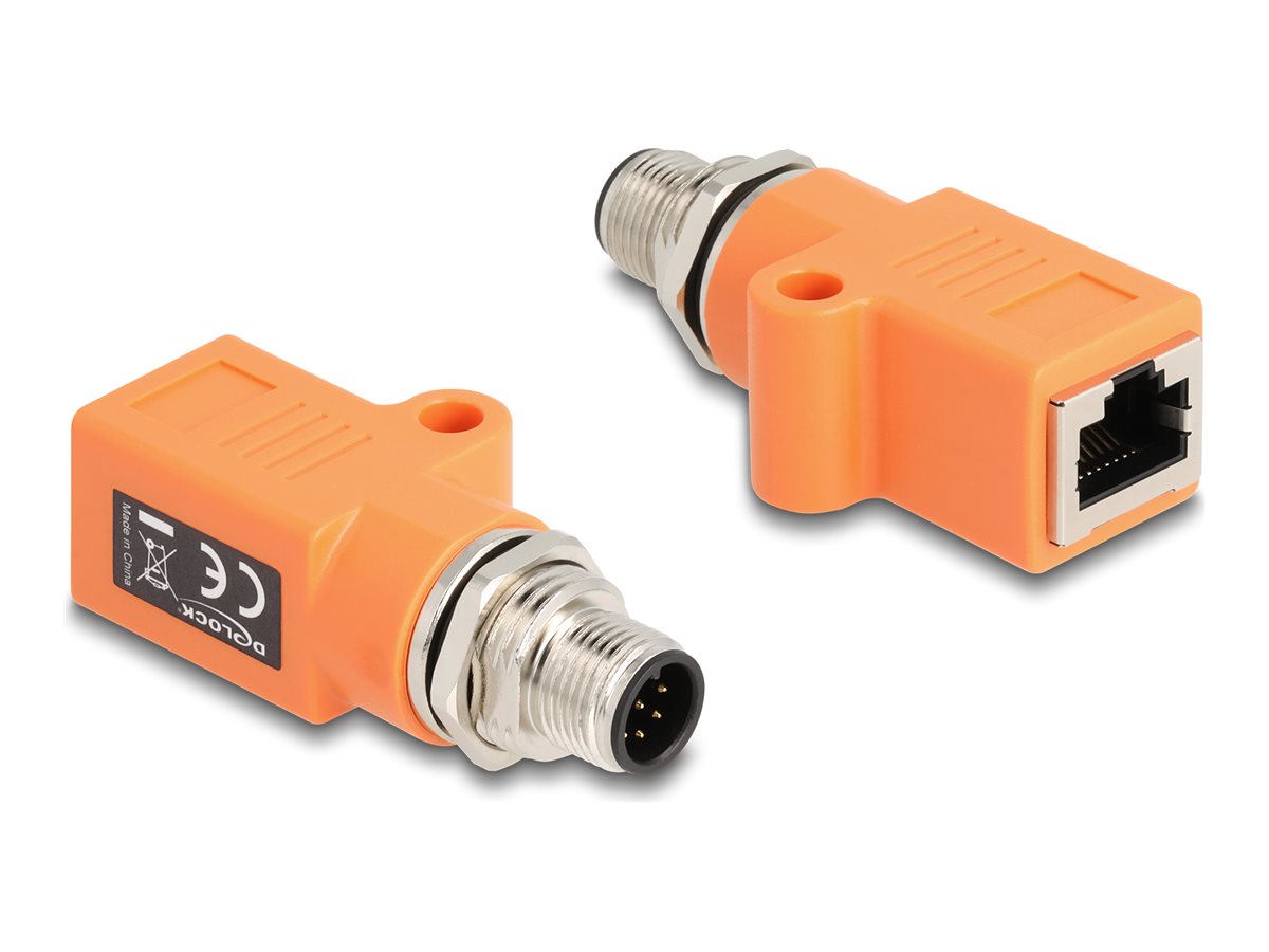 DELOCK M12 Adapter A-kodiert 8 Pin Stecker zu RJ45 Buchse Cat.5e - Vorderansicht