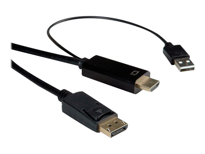 ROLINE HDMI-Kabel UltraHDTV - DisplayPort ST/ST schwarz 1m Vorderansicht