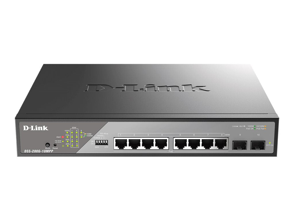 D-LINK DSS-200G-10MPP/E 10-Port Desktop Gigabit PoE Surveillance Switch Vorderansicht