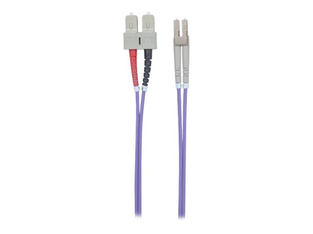 INTELLINET LWL Kabel LC/SC OM4 2m violett Duplex Multimode Vorderansicht