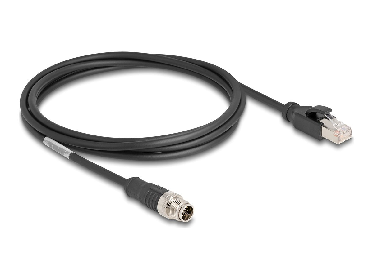 DELOCK M12 Kabel X-kodiert 8 Pin Stecker zu RJ45 Stecker PVC 2m - Vorderansicht