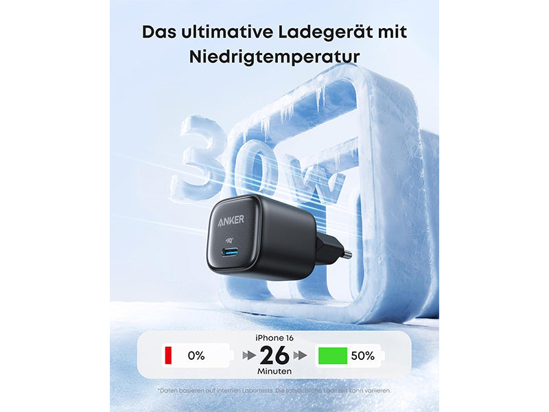 ANKER Charger 30W kompaktes GaN Ladegerät Vorderansicht