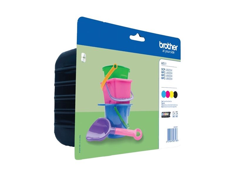 BROTHER LC-221BK + LC-221C + LC-221M + LC-221Y Tintenpatrone Valuepack Vorderansicht