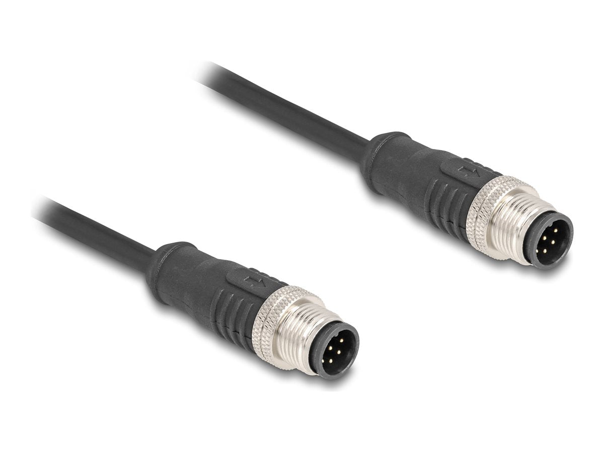 DELOCK M12 Kabel A-kodiert 8 Pin Stecker zu Stecker PVC 5m - Vorderansicht