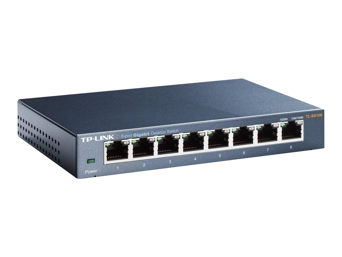TP-LINK TL-SG108 Gigabit Desktop Switch Rückansicht