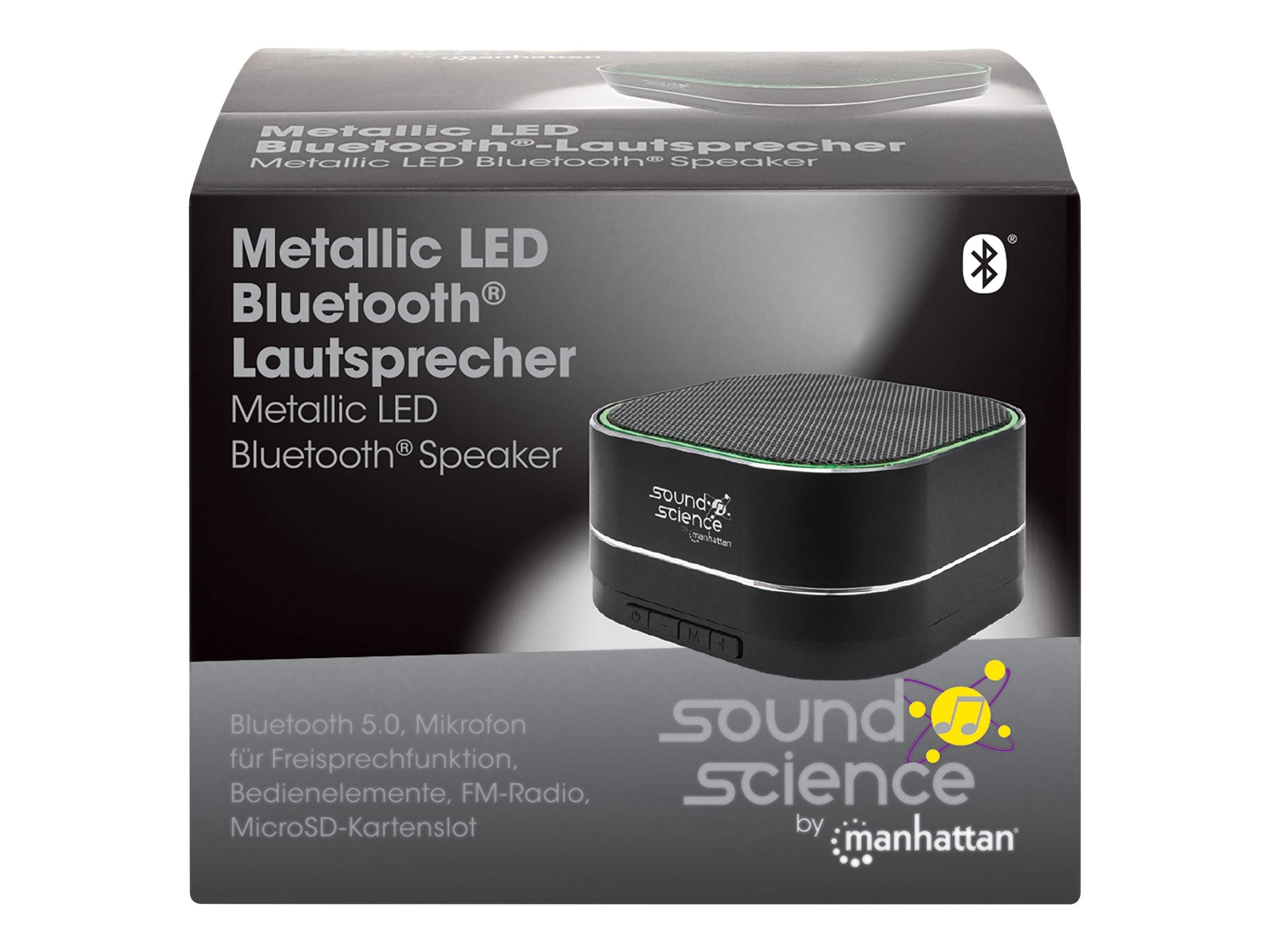 MANHATTAN Sound Science Metallic LED Bluetooth-Lautsprecher Verpackung