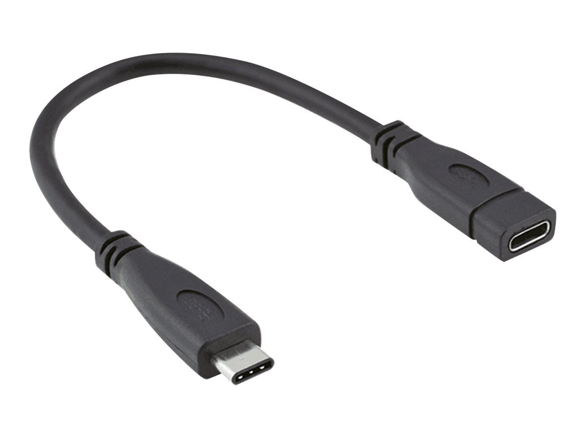 ROLINE USB 3.2 Gen 2 Typ C Kabelverlängerung C-C ST/BU schwarz 0,15m - Verpackung