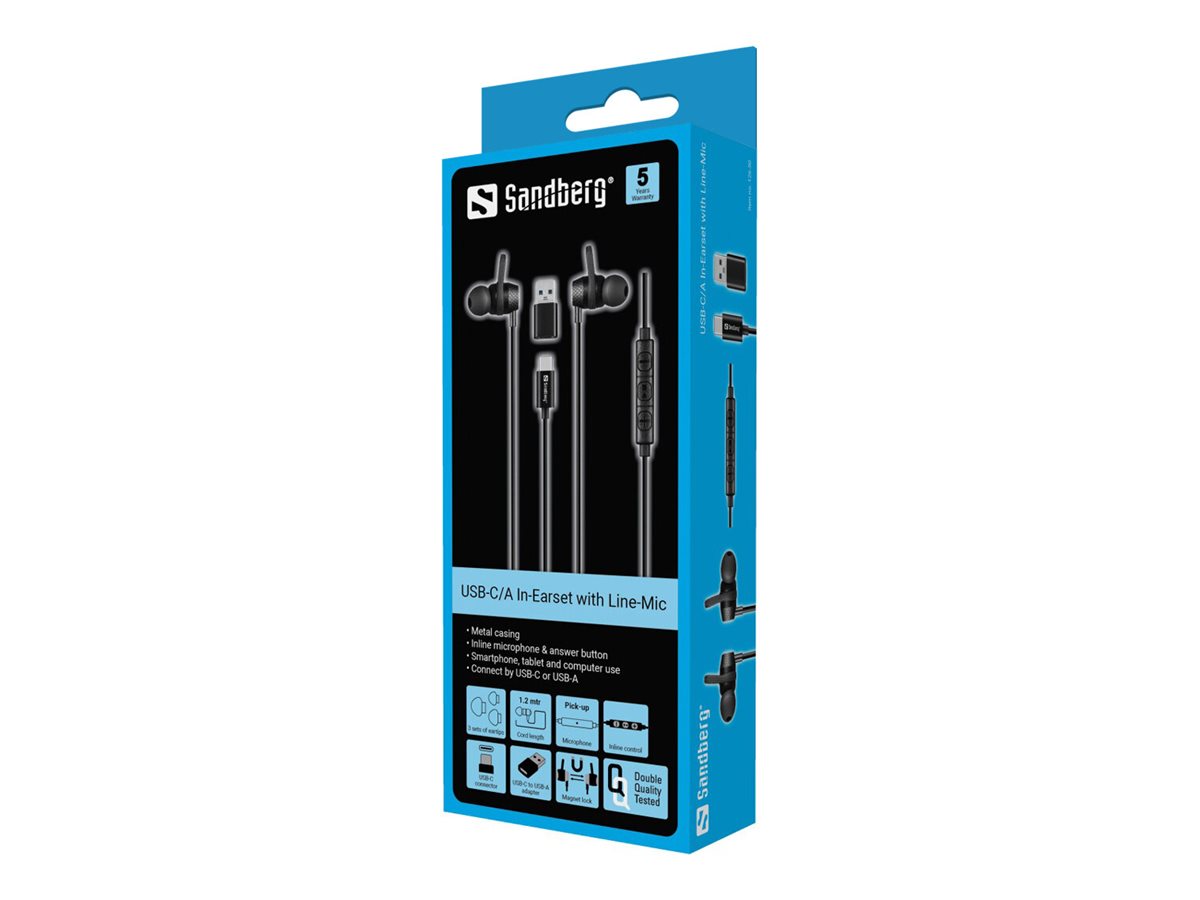 SANDBERG USB-C/A In-Earset with Line-Mic Verpackung