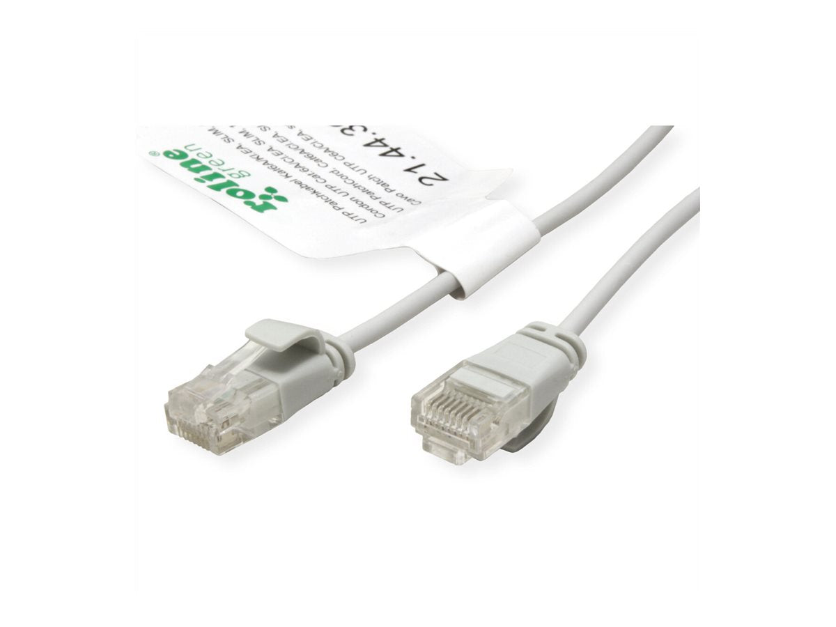 ROLINE GREEN UTP Patchkabel Kat.6A Class EA LSOH slim grau 0,3m - Vorderansicht