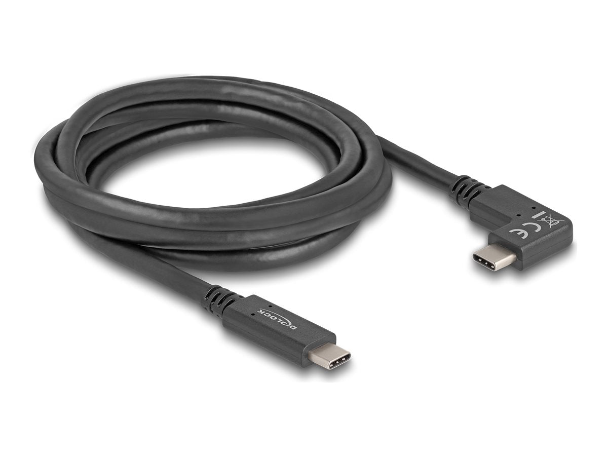 DELOCK USB 5 Gbps Kabel USB Type-C Stecker zu USB Type-C Stecker gewinkelt links / rechts 2m Vorderansicht