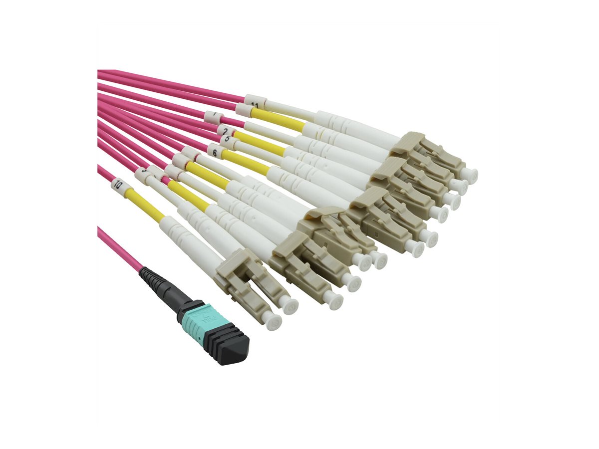 VALUE MPO-Fanout-Kabel 50/125um OM4 MPO/12x LC violett 2m - Verpackung