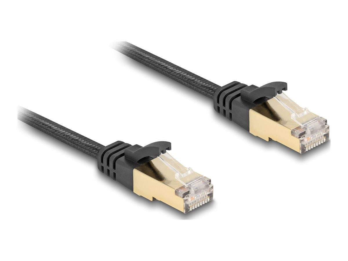 DELOCK RJ45 Flachband Netzwerkkabel Cat.6A 10m schwarz - Vorderansicht