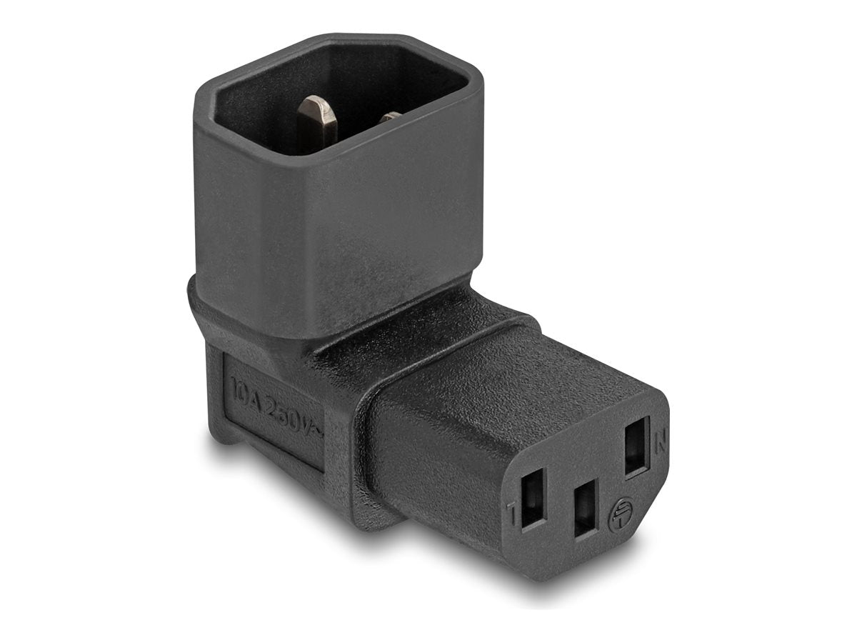 DELOCK Netzadapter IEC 60320 - C14 auf C13 Stecker / Buchse 10 A 90 gewinkelt - Vorderansicht