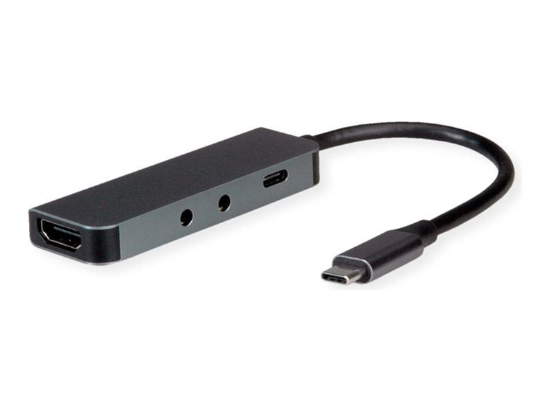 ROLINE Dockingstation Typ C 4K HDMI 2x 3,5mm Audio TRRS + TRS Vorderansicht