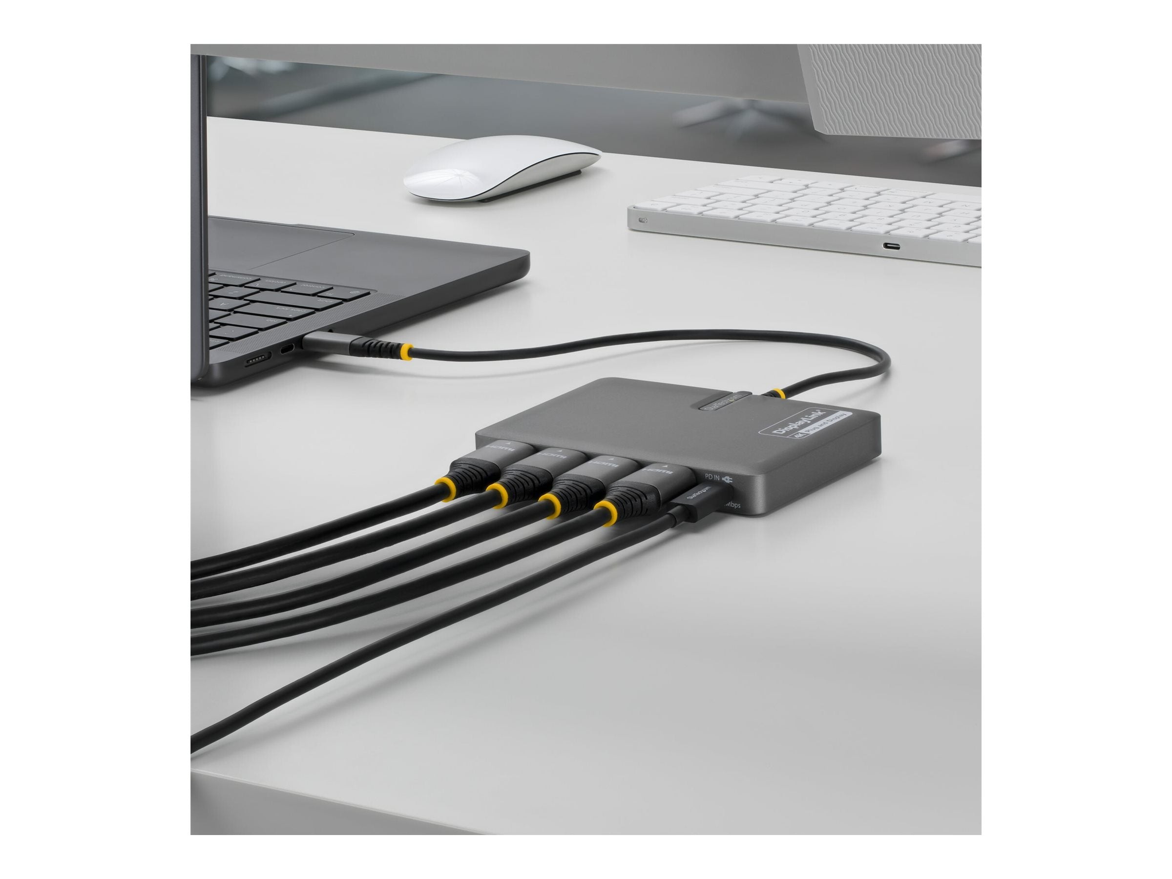STARTECH.COM USB-C zu 4-Monitor Workstation Adapter 4K 60Hz HDMI 140W PD Passthrough USB fur Tastatur und Maus TAA