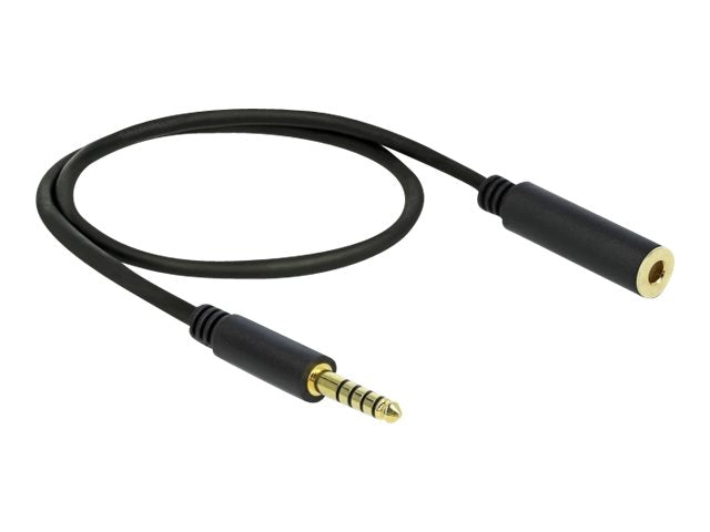 DELOCK Verlängerungskabel Klinke 4,4 mm 5 Pin Stecker zu Buchse 0,5 m schwarz - Vorderansicht