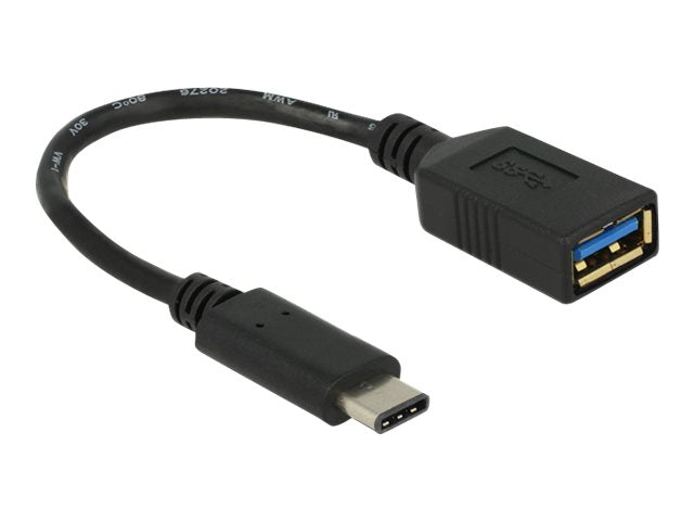 DELOCK Adapterkabel USB 3.1 Gen 1 USB Type-C Stecker > USB A Buchse 15cm schwarz - Vorderansicht