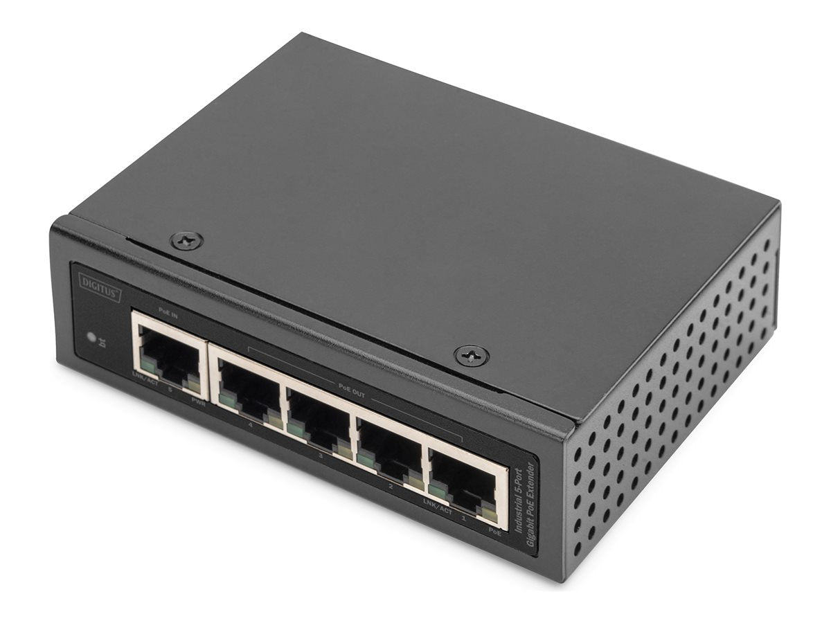 DIGITUS Industrial 5-Port Gigabit PoE Extender Vorderansicht