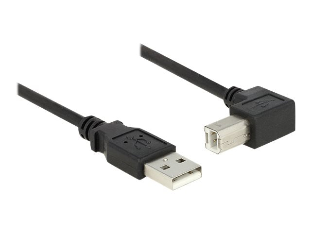 DELOCK Kabel USB 2.0 A Stecker > USB 2.0 B Stecker 90 G gewinkelt unten 1,5 m schwarz - Verpackung