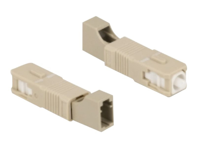 DELOCK LWL Hybrid Kupplung SC Simplex Stecker zu LC Simplex Buchse beige - Vorderansicht