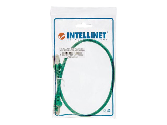 INTELLINET Netzwerkkabel Cat6 S/FTP gruen 0,5m - Vorderansicht