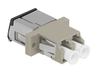 DELOCK LWL Kupplung mit Laserschutzklappe LC Duplex Buchse zu LC Duplex Buchse Multimode beige