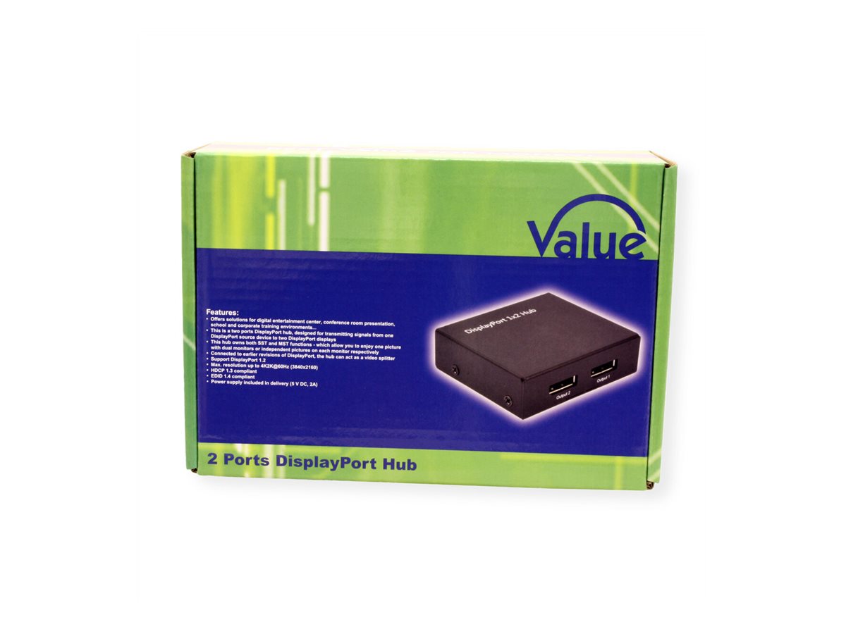 VALUE DisplayPort-Video-Splitter Hub 2fach Vorderansicht
