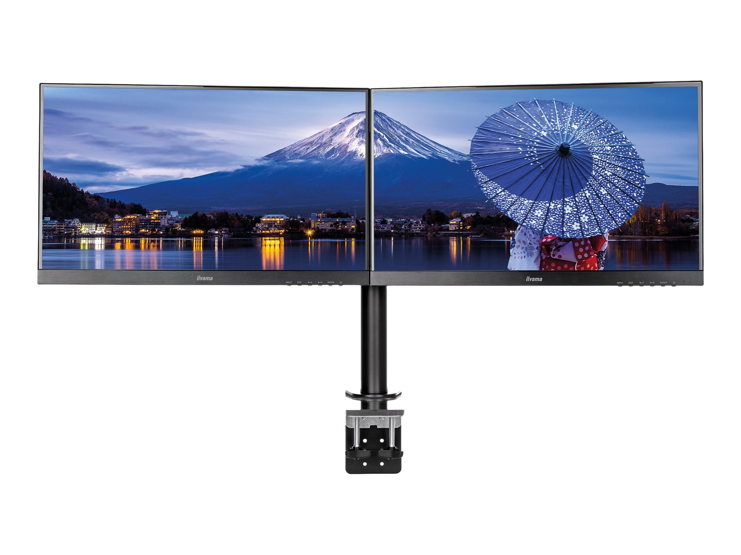 IIYAMA DS1002C-B1 Dual-Monitor Klemmhalterung Seitenansicht