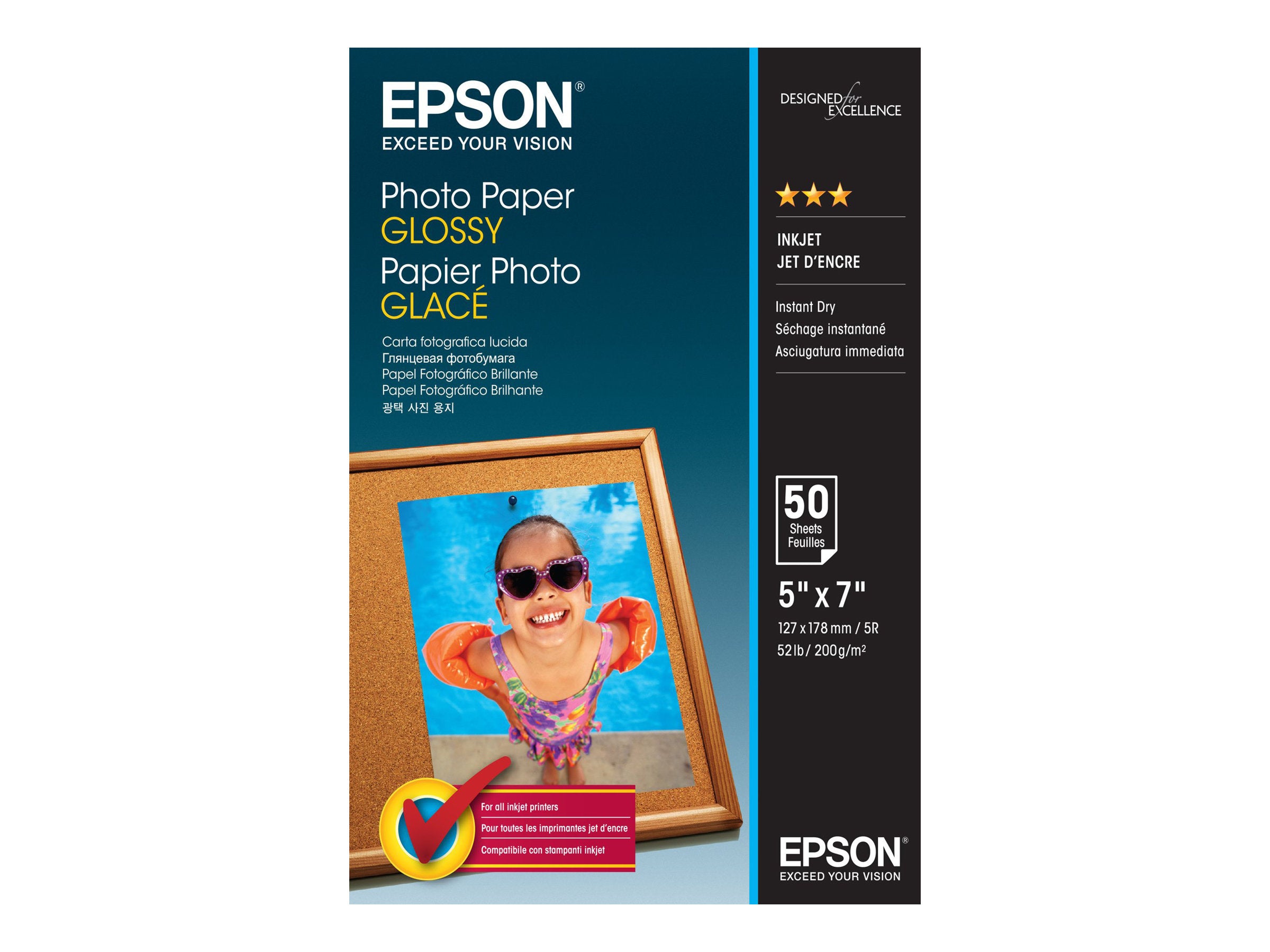 EPSON Foto Papier glänzend 200g/m2 130x180mm 50 Blatt Vorderansicht