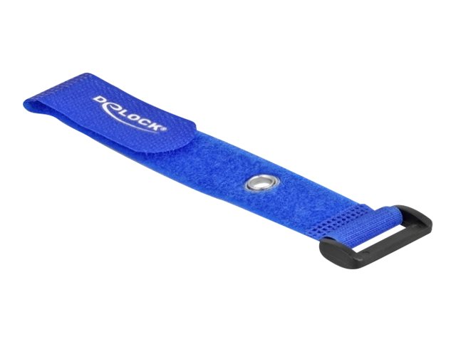 DELOCK Klett-Kabelbinder mit Schlaufe und Befestigungsöse L 190 x B 25mm blau 5 Stück