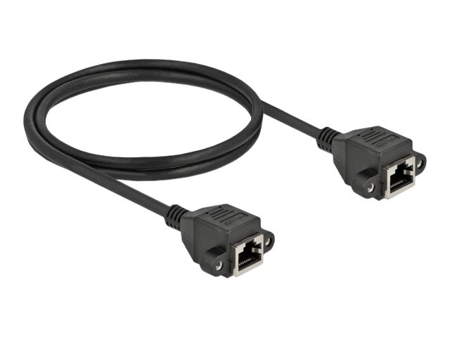 DELOCK Netzwerk Verlängerungskabel S/FTP RJ45 Buchse zu RJ45 Buchse Cat.6A 1m schwarz - Vorderansicht