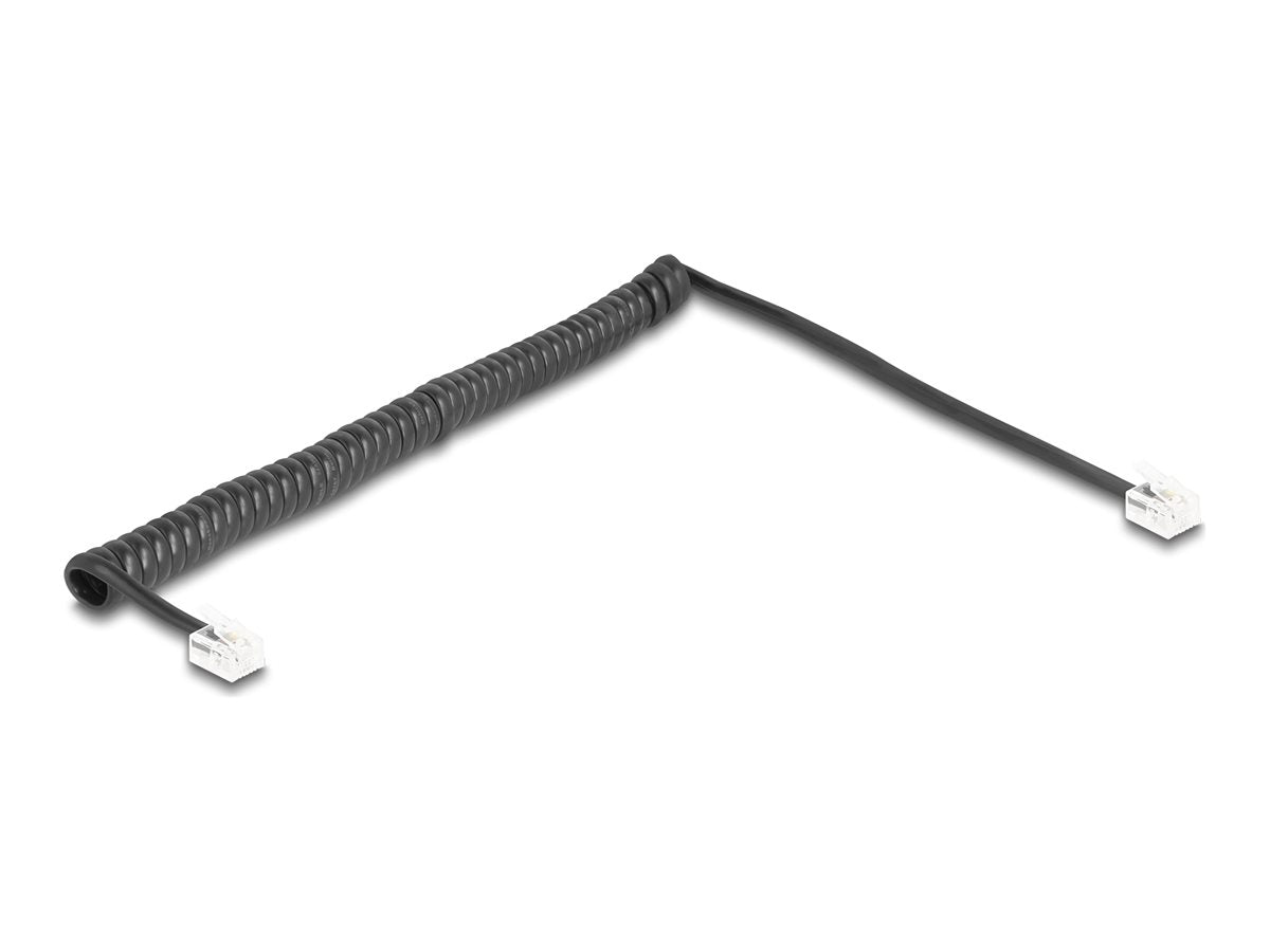 DELOCK Telefonkabel / Spiralkabel RJ11 Stecker zu RJ11 Stecker schwarz 2m