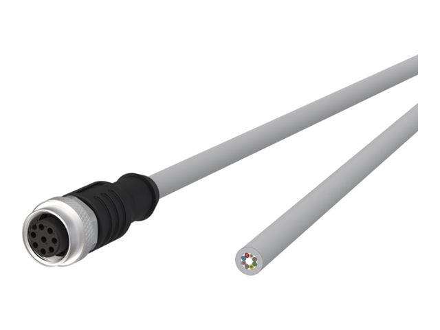 METZ CONNECT M12 Sensor-/Aktorleitung A-kodiert M12 Buchse gerade - freies Leitungsende grau 2m Vorderansicht