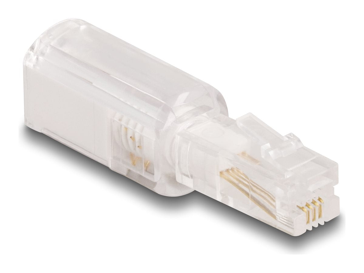DELOCK Telefonkabel-Verdrehschutz Adapter RJ10 Stecker zu RJ10 Buchse transparent / weiss