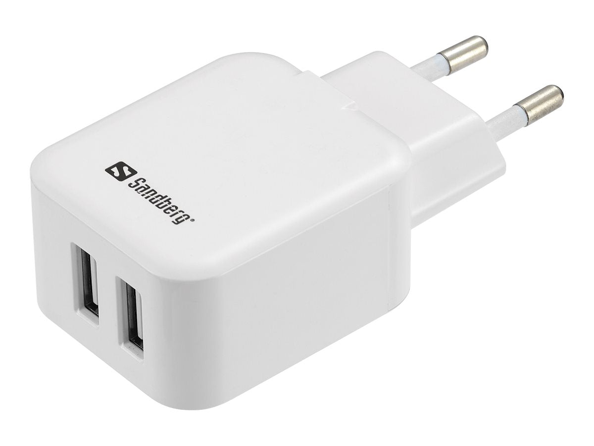 SANDBERG AC Charger Dual USB 2.4+1A EU Vorderansicht