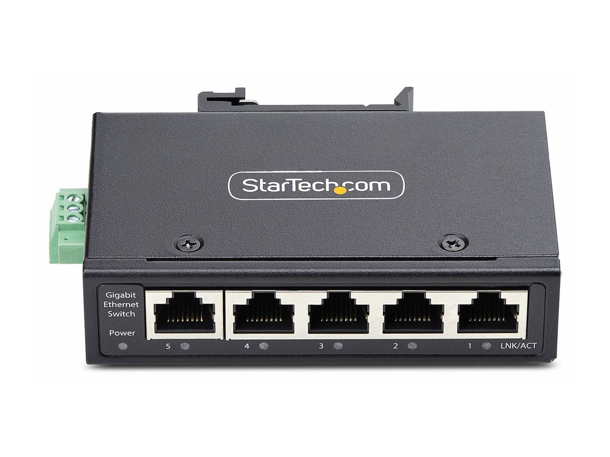 STARTECH.COM 5-Port Mini Netzwerk Switch fur Hutschiene/Wandmontage Unmanaged Industrie Gigabit LAN Switch 1Gb IP30 9-60 VDC TAA