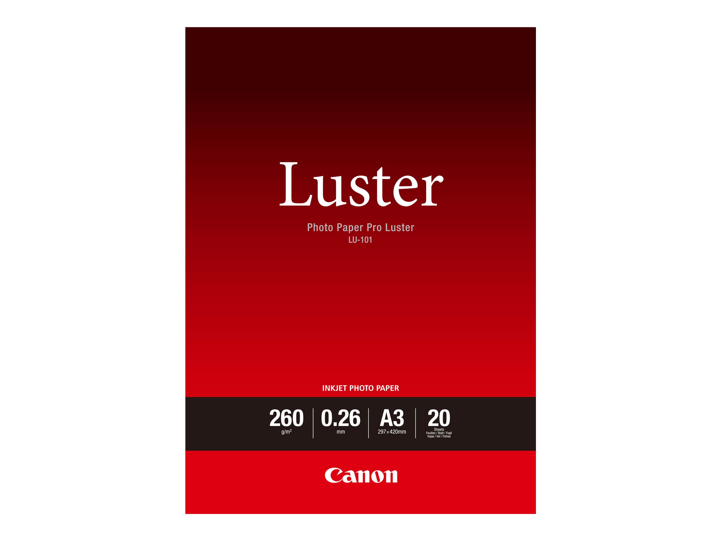 Vorderansicht des CANON 260g/m2 A3 20 Blatt luster paper