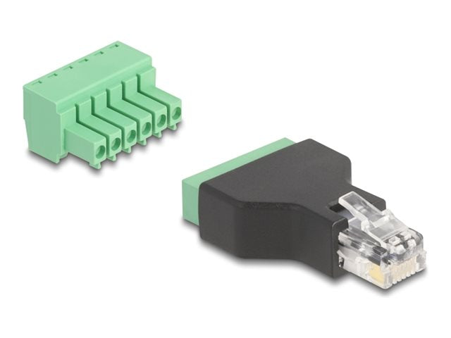 DELOCK RJ12 Stecker zu Terminalblock Adapter 6 Pin Vorderansicht