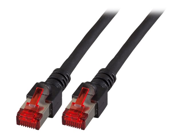EFB RJ45 Patchkabel S/FTP Cat.6 LSZH 50m SCHWARZ reines Kupfer Laengenaufdruck auf Knickschutztuelle patentiert