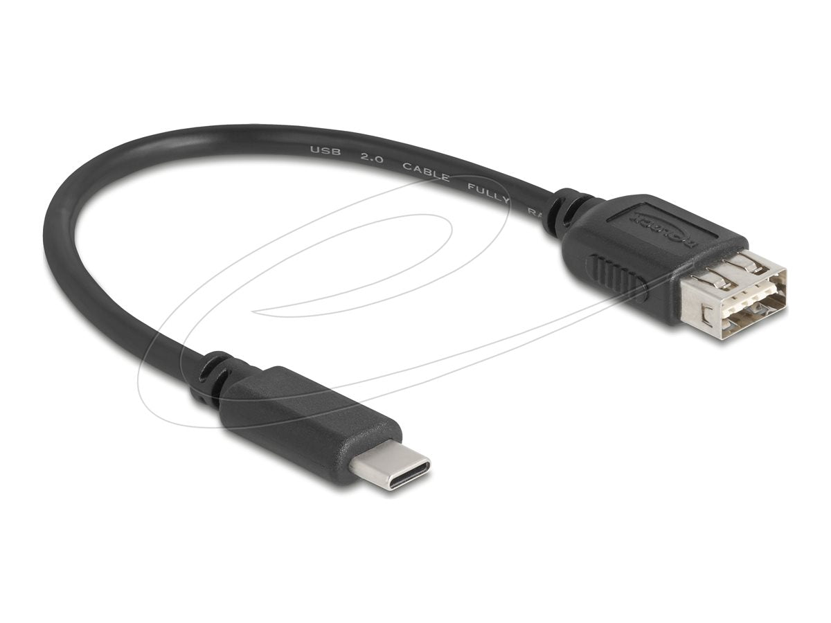 DELOCK USB 2.0 Kabel USB Type-C Stecker zu EASY USB Typ-A Buchse 0,2m - Vorderansicht