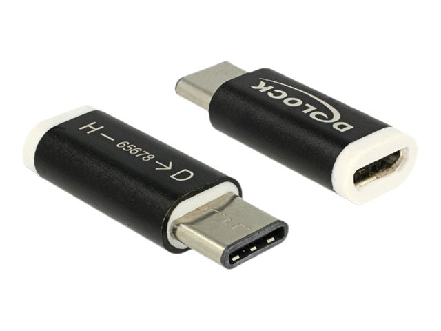 DELOCK Adapter USB Type-C St Device > USB Micro B Buchse Host schwarz - Vorderansicht