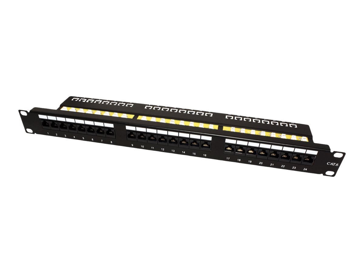 VALUE Kat.6 Class E 19Zoll-Patchpanel 24P ungeschirmt schwarz - Vorderansicht